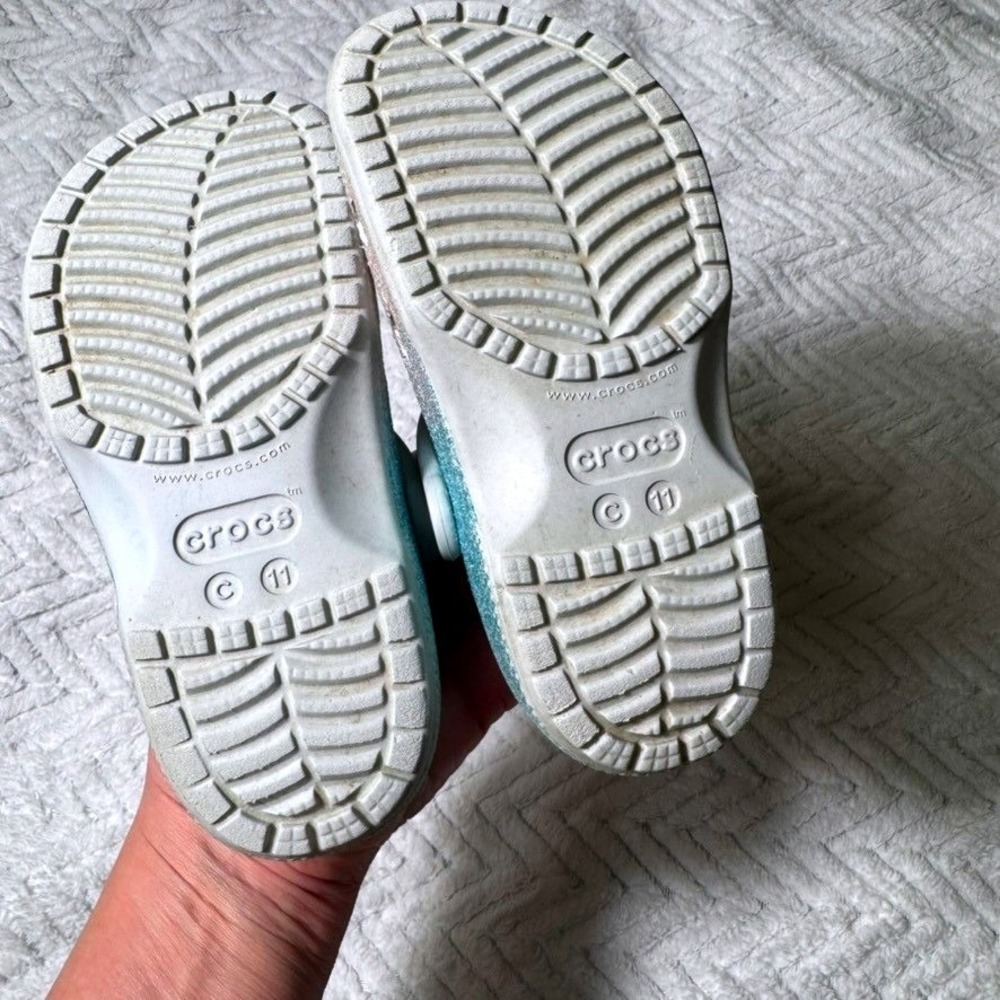 Glitter gray and blue crocs size child 11 - Picture 3 of 5
